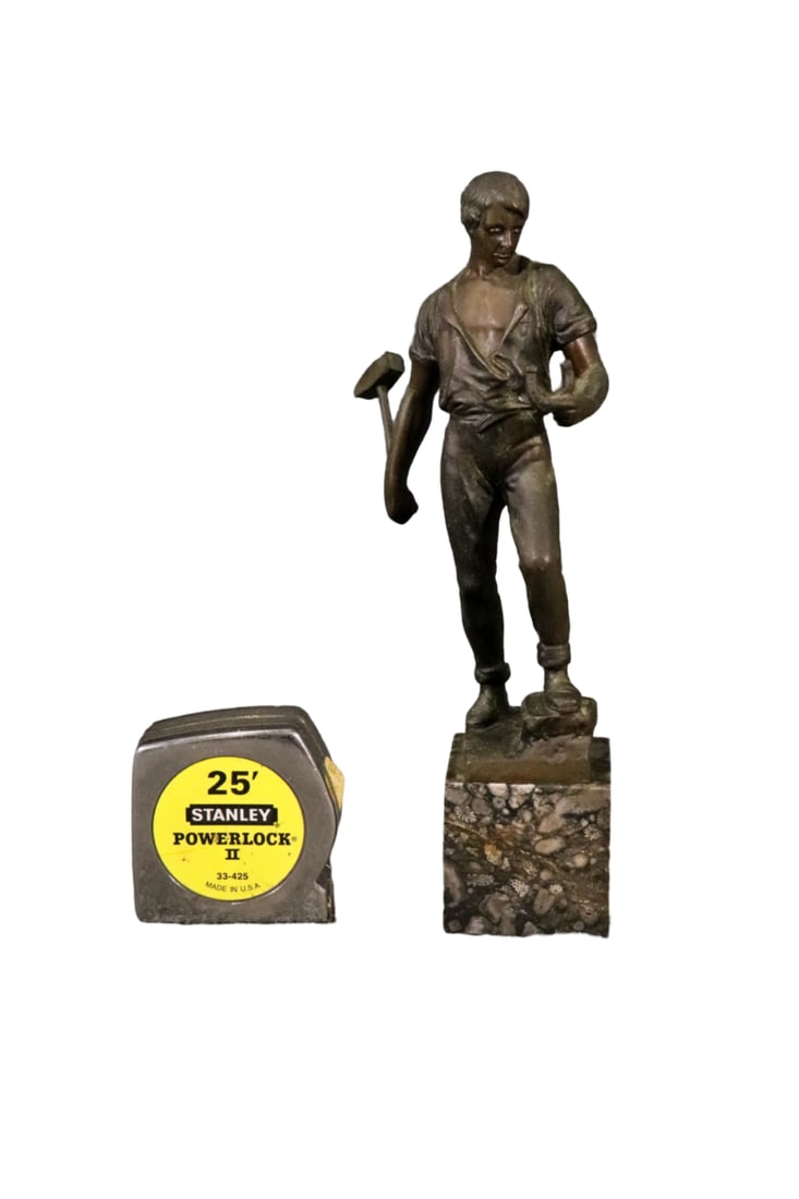 SIGNED BECK BRONZE STATUE IRON WORKER (1 of 12)