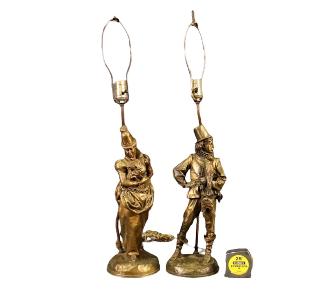 PAIR F. BARBEDIENNE FREMIET BRONZE FIGURAL LAMPS (1 of 15)