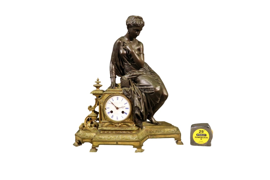 19TH CENTURY BRONZE FIGURAL MANTLE CLOCK (1 of 17)