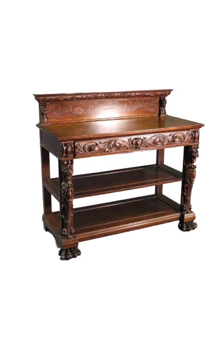 R J HORNER ATTRIBUTED CARVED OAK GRIFFIN  SERVER (1 of 16)