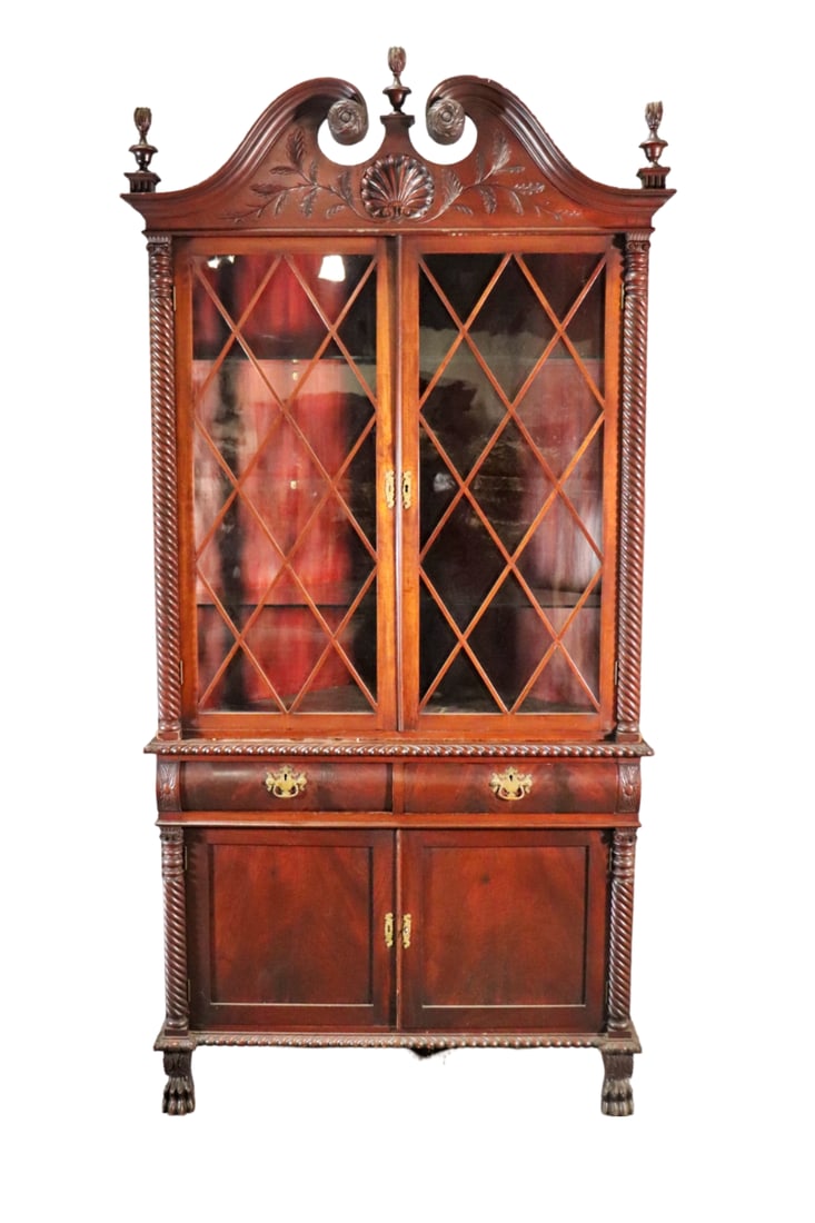 2 PIECE ANTIQUE AMERICAN MAHOGANY CORNER CABINET (1 of 18)