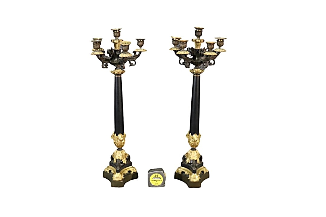 PAIR FRENCH EMPIRE STYLE CANDELABRAS (1 of 10)