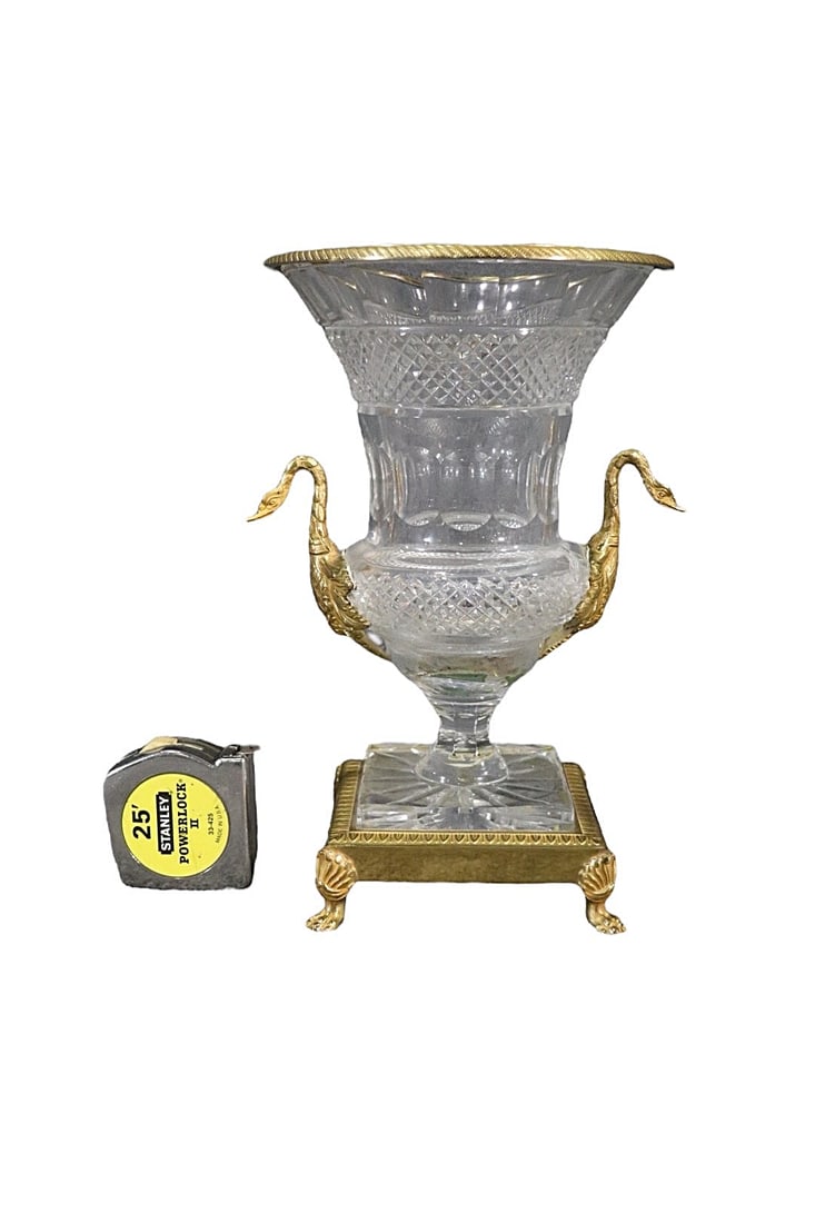 BACCARAT STYLE CRYSTAL & BRONZE URN (1 of 10)