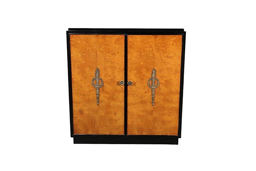 ART DECO ROSEWOOD & BURL WALNUT 2 DOOR CABINET (1 of 13)