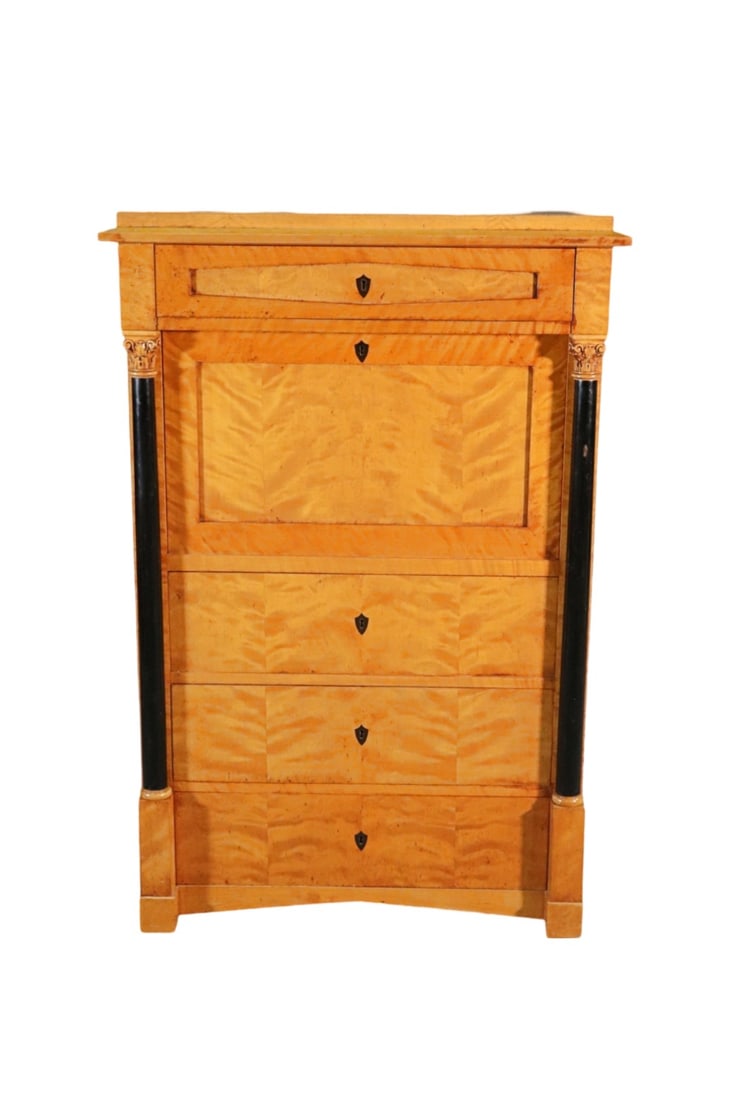 BIEDERMEIER STYLE BURL WALNUT ABATTANT DESK (1 of 20)