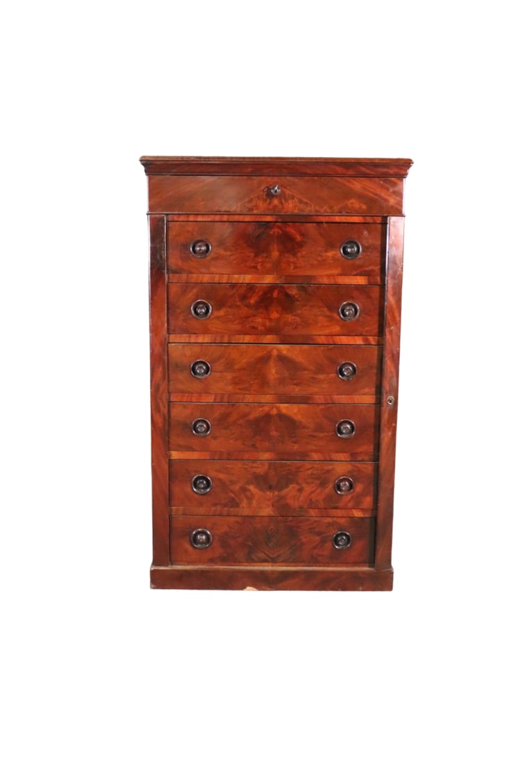 BURL WOOD LOCK SIDE CHEST OF DRAWERS (1 of 14)