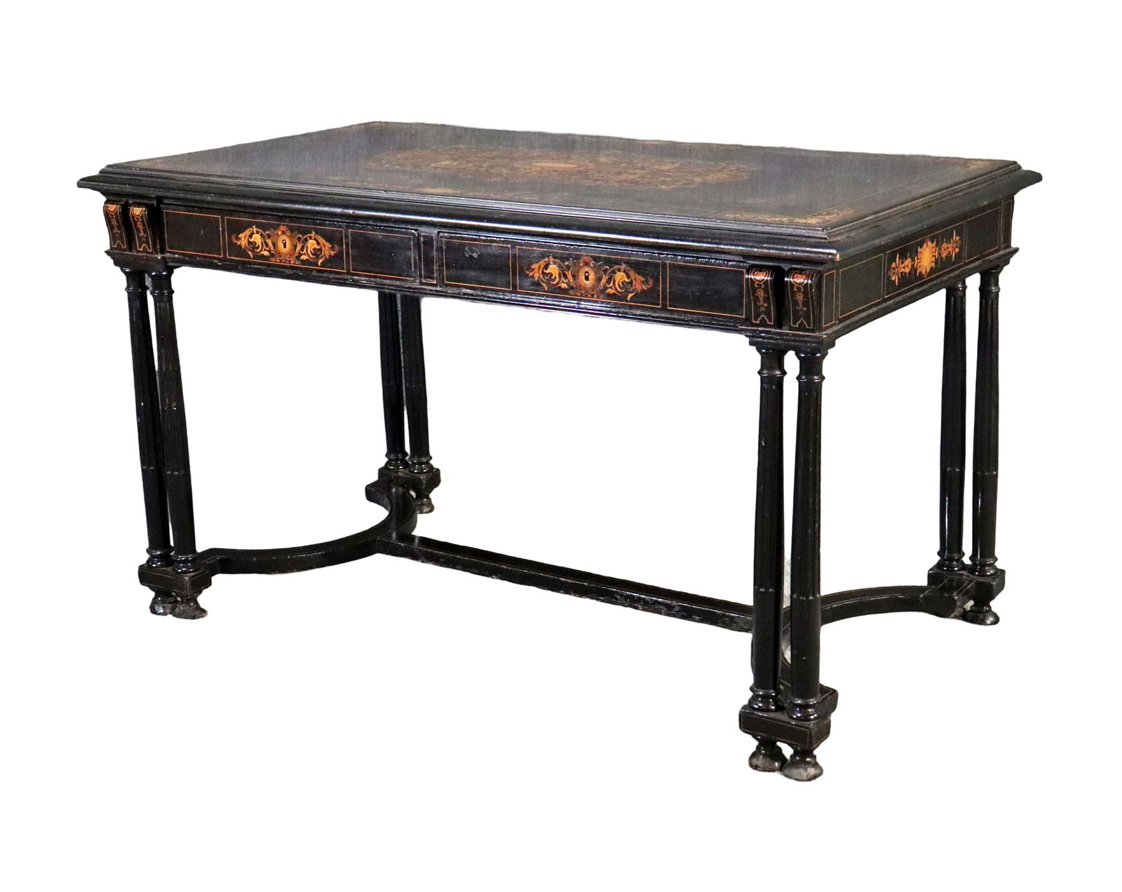 19TH C INLAID LIBRARY TABLE (1 of 18)