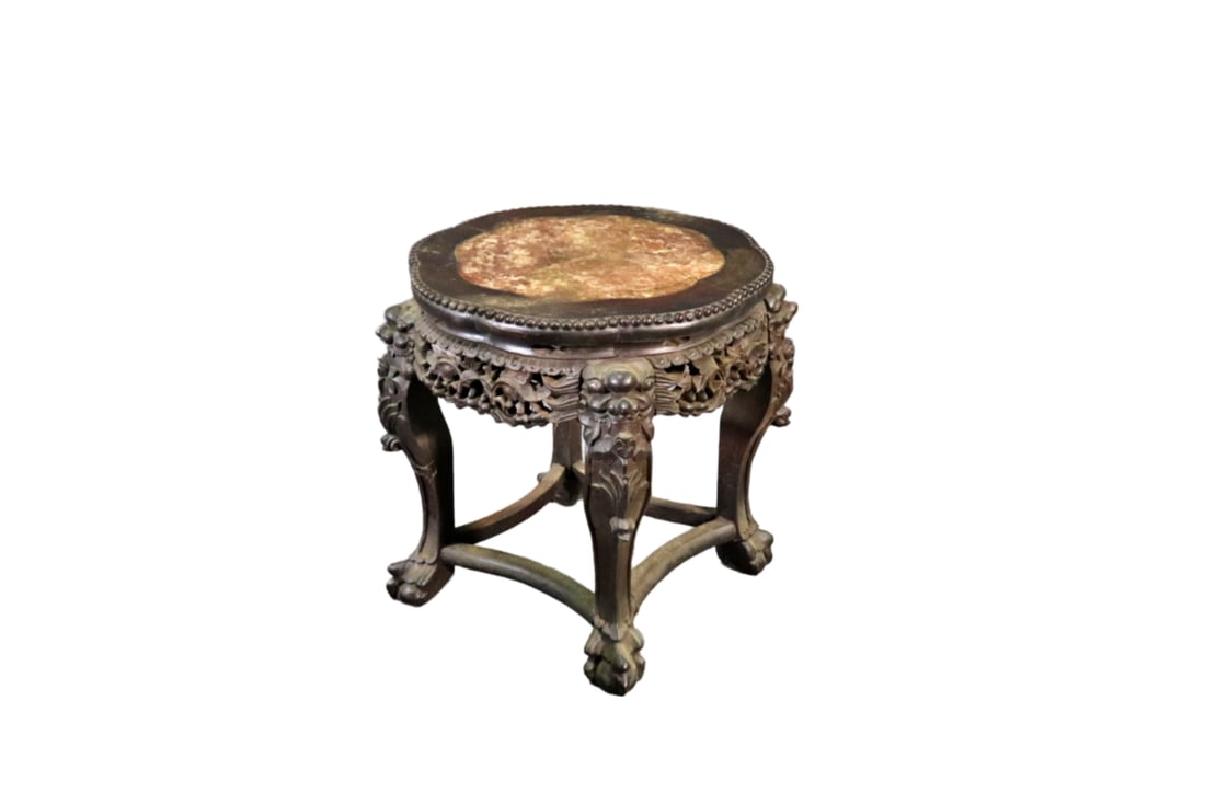 CHINESE CARVED MARBLE INSERT LOW TABLE (1 of 10)