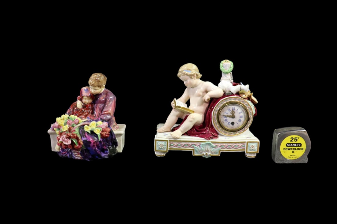 ROYAL DOULTON FLOWER SELLERS CHILDREN & MEISSEN MANTLE CLOCK (1 of 14)