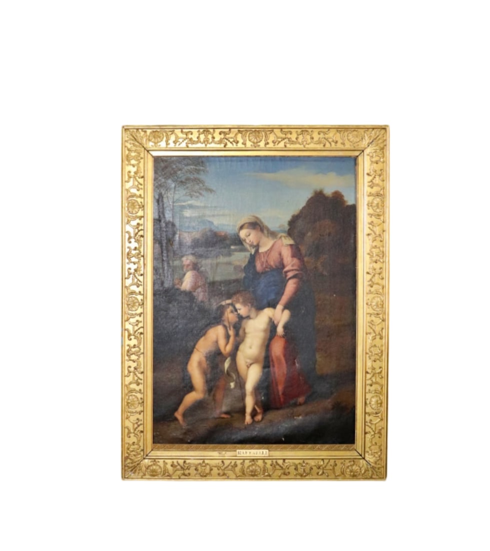 SIGNED SERENA LOUISE FLEMMING HOLY FAMILY MEETING INFANT ST. JOHN THE BAPTIST OIL PAINTING (1 of 13)