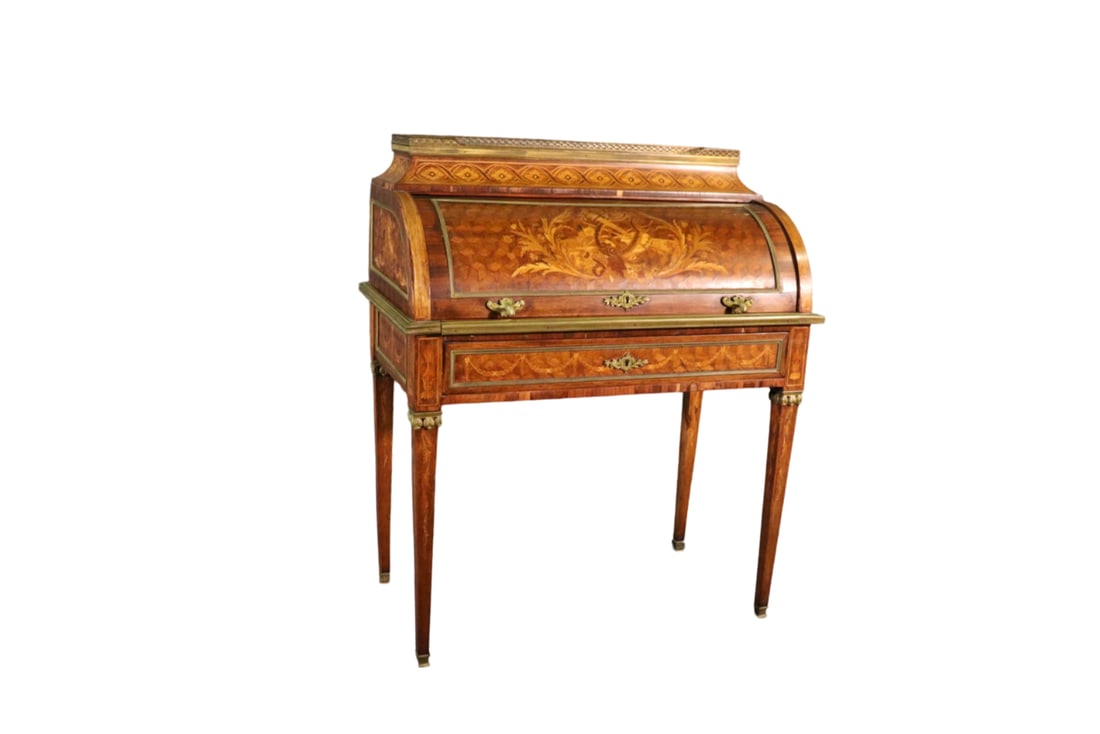 LOUIS XVI INLAID CYLINDER DESK ATTRIBUTED FOREST PARIS (1 of 16)