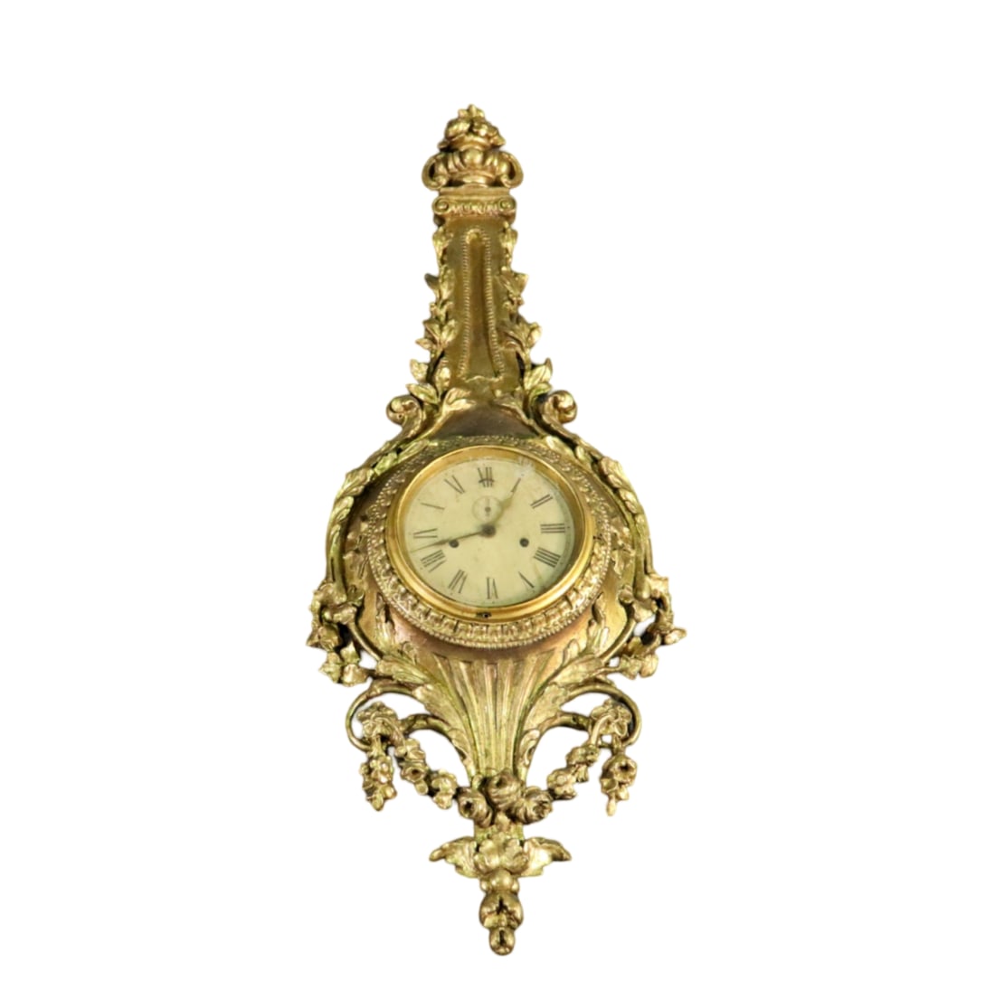 FRENCH GILT WOOD HANGING WALL CLOCK (1 of 9)