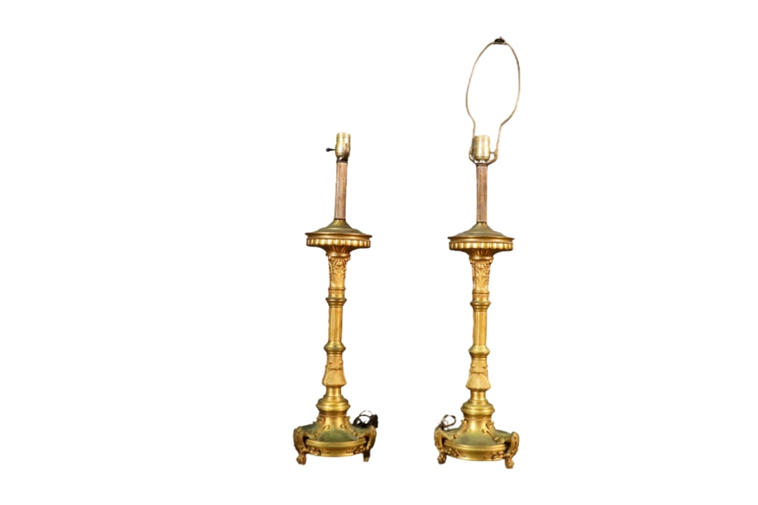 PAIR NEOCLASSICAL BRONZE TABLE LAMPS (1 of 7)