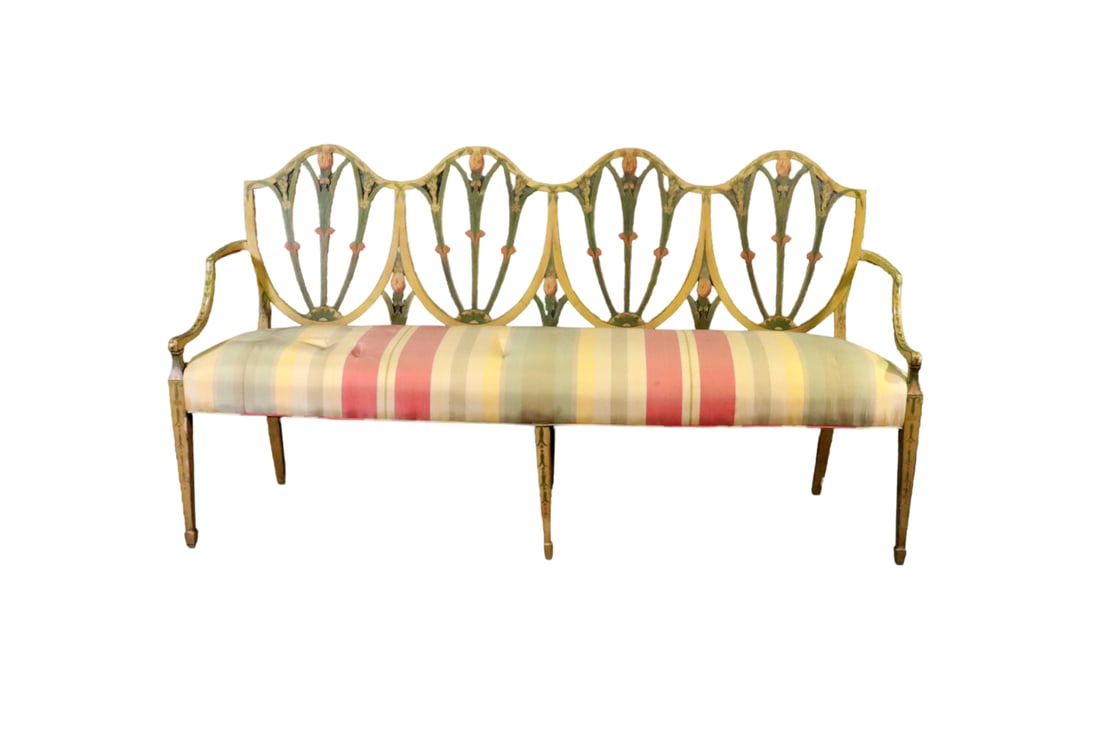 QUADRUPLE BACK ADAMS STYLE PAINT DECORATED SETTEE (1 of 13)