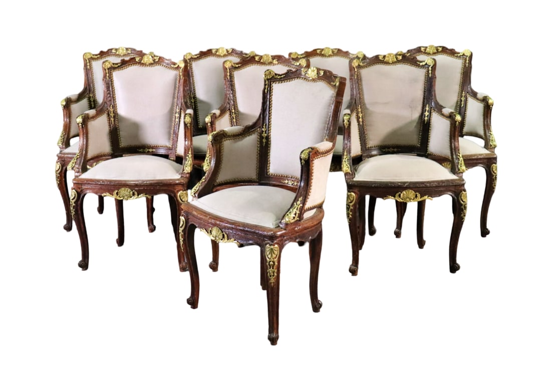 8 LOUIS XV STYLE BRONZE MOUNTED ARM CHAIRS (1 of 17)