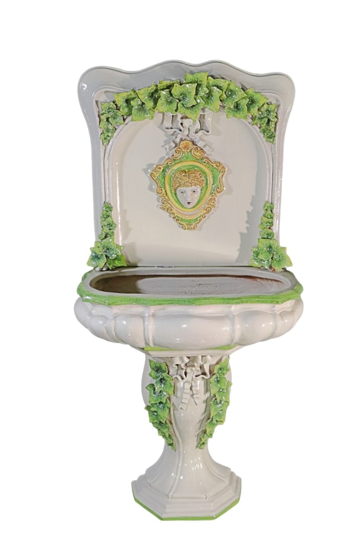 TERRACOTTA 3 PIECE WASH STAND: Painted. 60 1/2" h x 30" w x 16 3/4" d. (Overall dimension)
