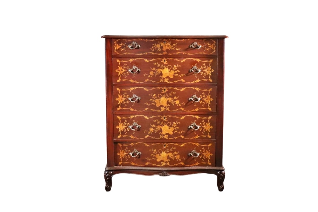 FRENCH CARVED INLAID MOTHER OF PEARL HIGH CHEST ATTRIBUTED HORNER (1 of 9)