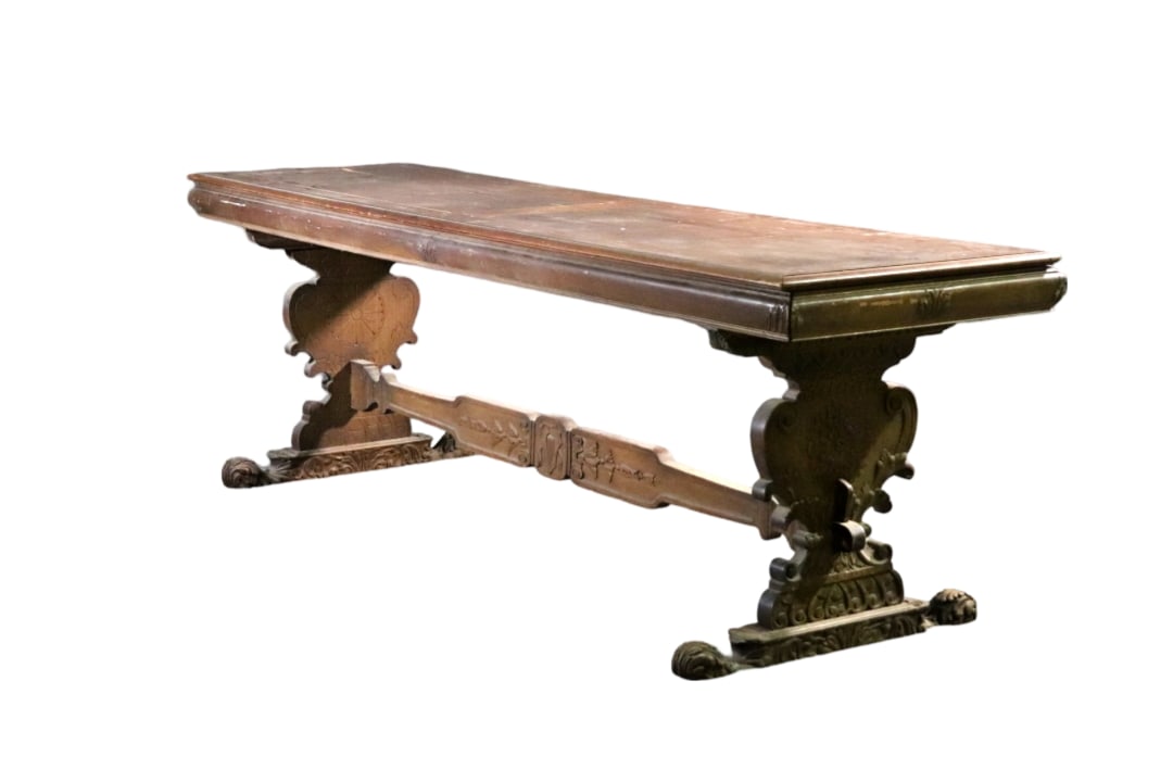 CONTINENTAL STYLE CARVED WALNUT TRESSELL TABLE (1 of 15)