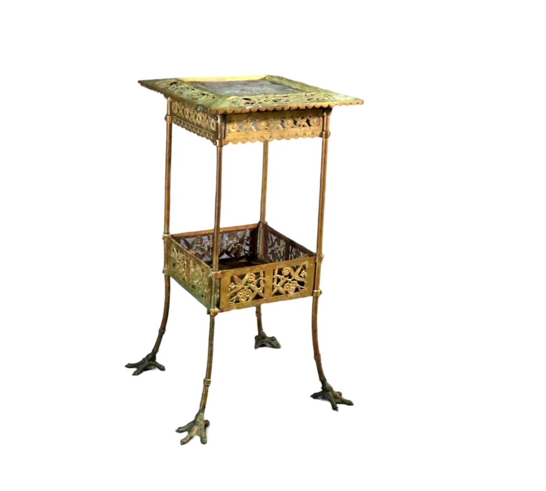VICTORIAN ORNATE BRONZE PLANT STAND WITH OSTRICH LEGS (1 of 10)