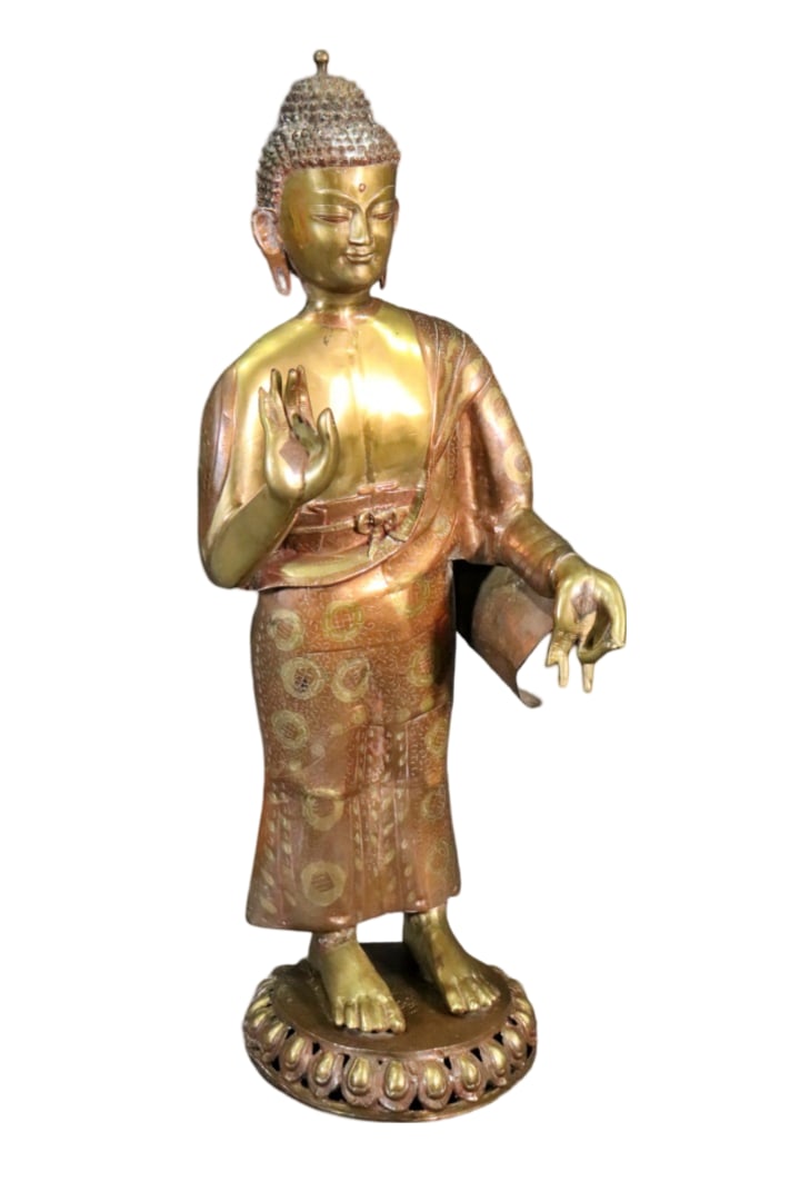 ASIAN STYLE MIXED METALS FIGURAL SCULPTURE (1 of 12)