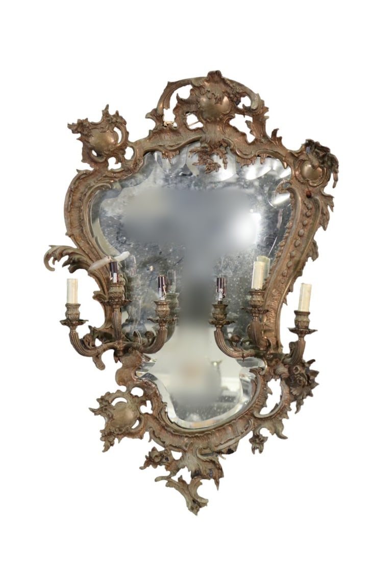 FRENCH BRONZE WALL HANGING MIRROR (1 of 10)