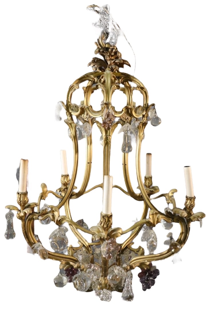 BAGUES STYLE BRONZE & GLASS CHANDELIER (1 of 10)