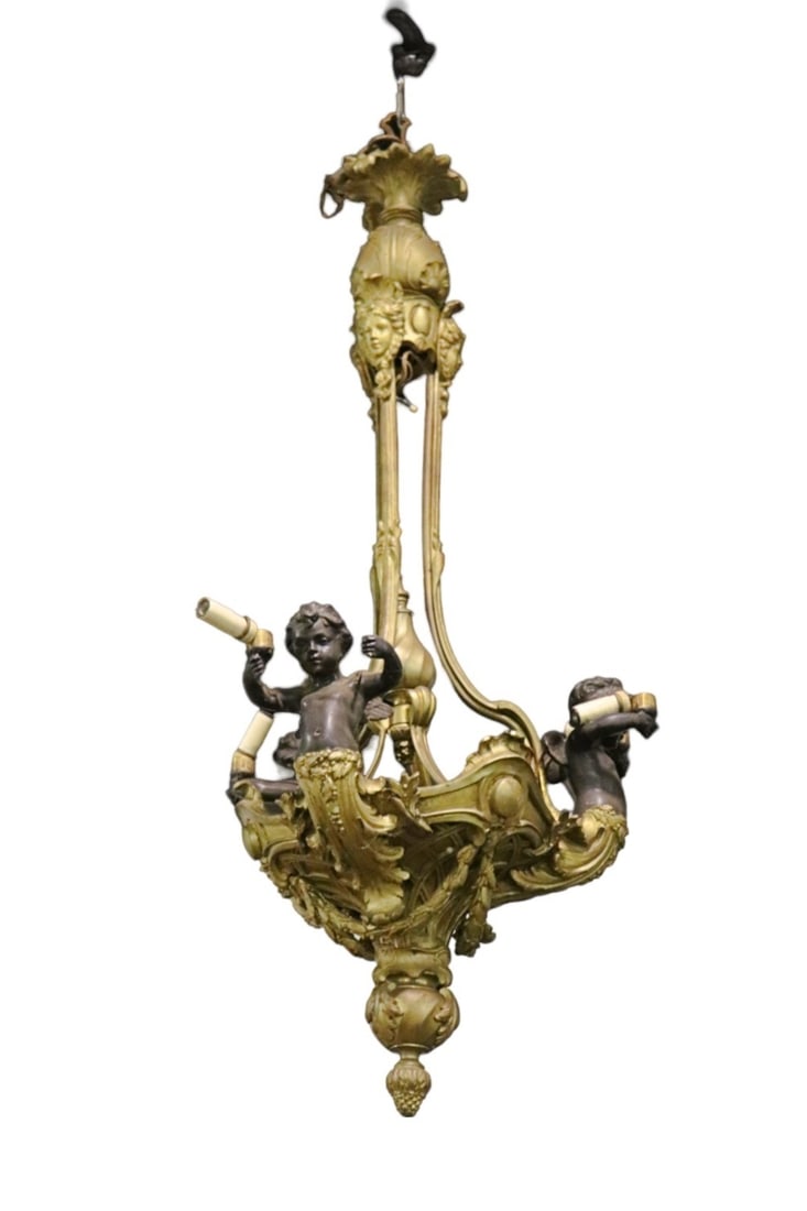 FRENCH BRONZE FIGURAL CHANDELIER (1 of 9)