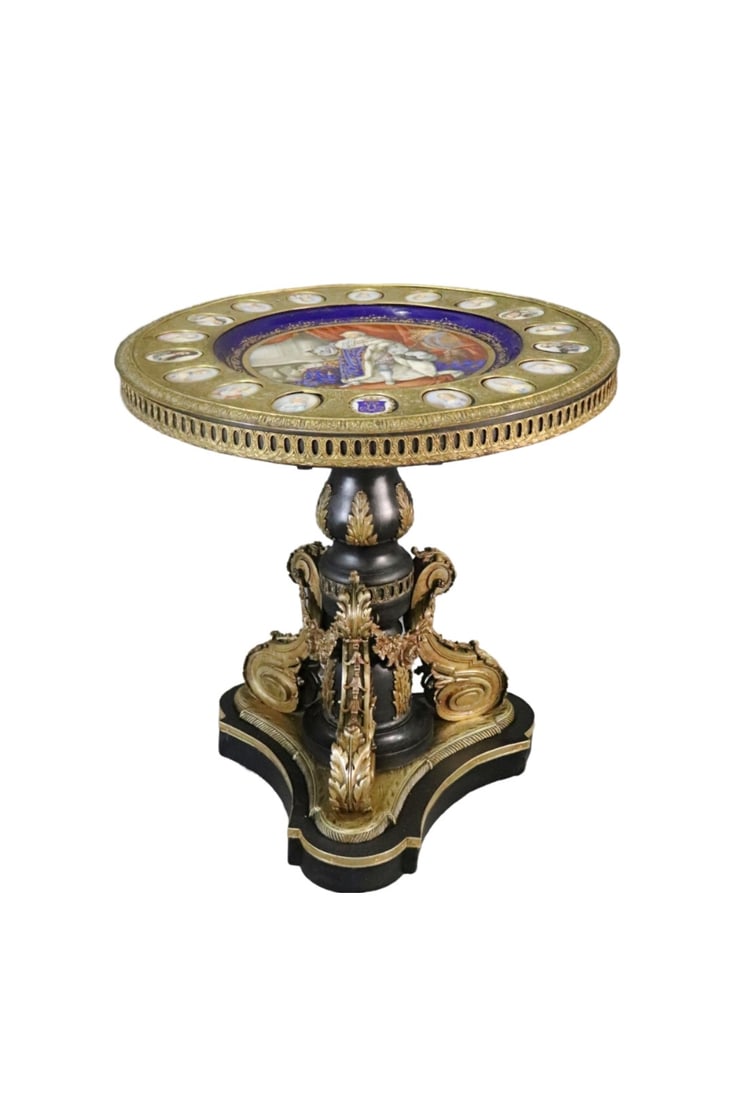 PORCELAIN SEVRES STYLE MOUNTED CENTER TABLE (1 of 16)