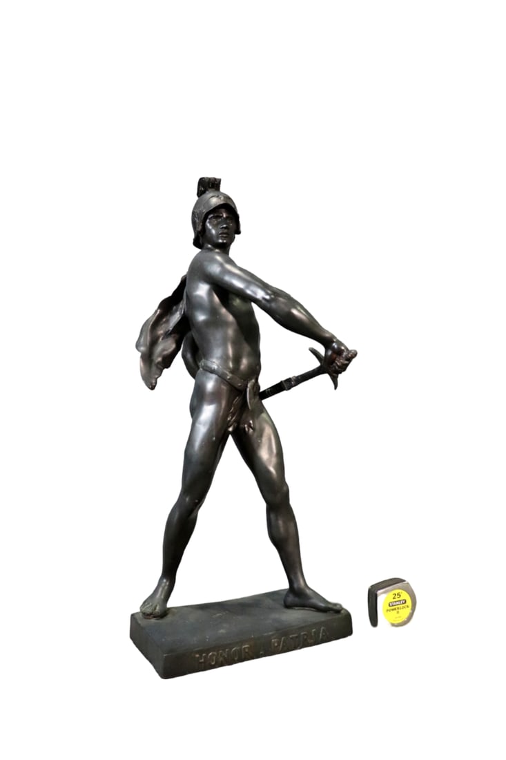 SIGNED E. PIECAULT BRONZE SCULPTURE "HONOR PATRIA" (1 of 9)