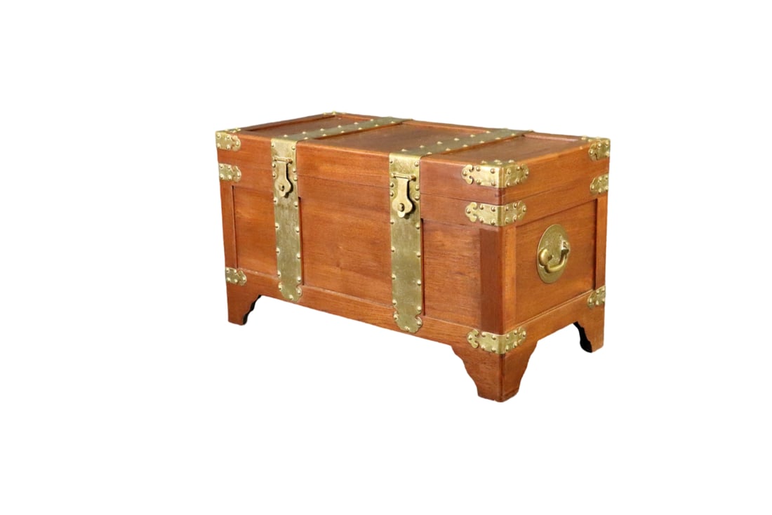 CHINESE BRASS BOUND CAMPAIGN BOX (1 of 7)