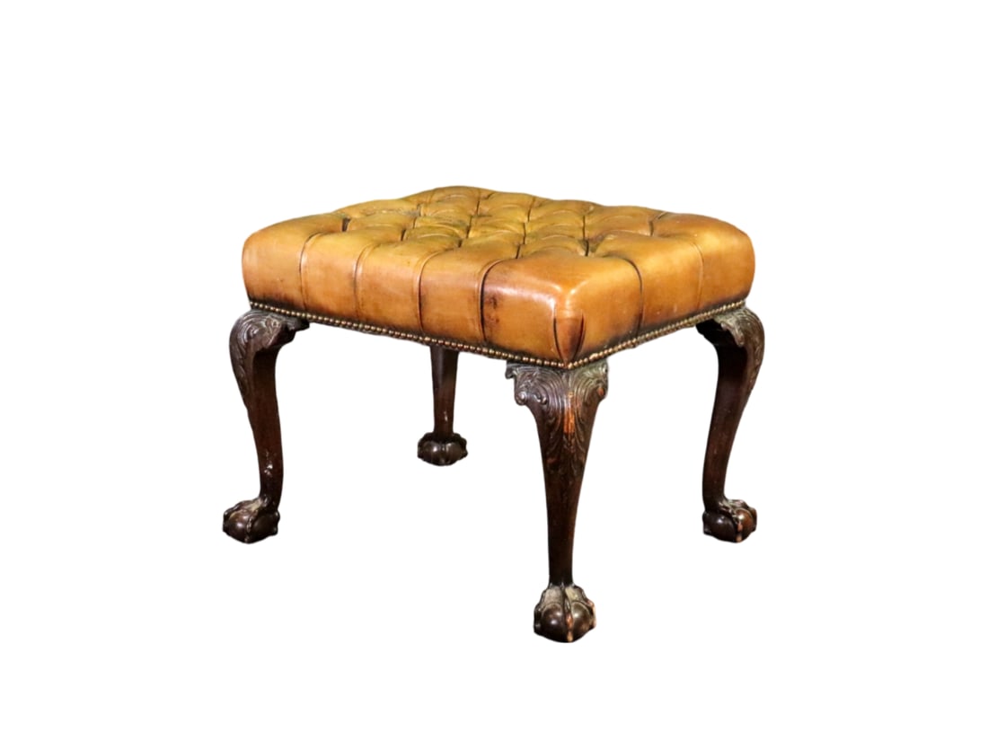 GEORGIAN STYLE LEATHER STOOL (1 of 5)