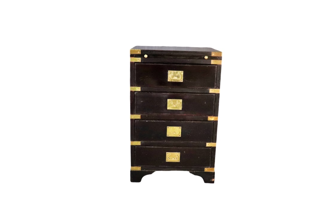 EBONIZED 4 DRAWER CAMPAIGN STYLE CHEST (1 of 10)