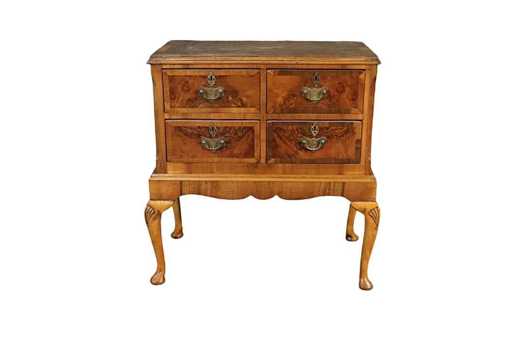 2 PIECE 4 DRAWER BURL WALNUT CHEST (1 of 12)