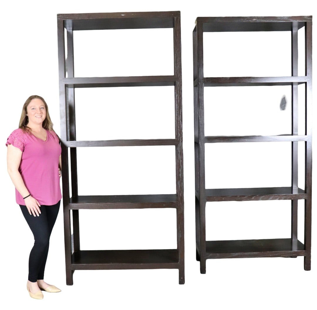PAIR DESSIN FOURNIR OVERSIZED ETAGERES: Wood. 90 1/4" h x 40" w x 18 1/8" d.