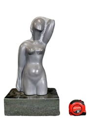 SIGNED F. HOFFMAN STONE SCULPTURE WOMAN