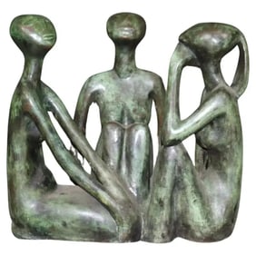 SIGNED PHILIPPE JAMIN BRONZE FIGURAL SCULPTURE 3 WOMEN