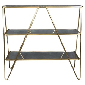 MID CENTURY MODERN BRASS & GLASS LOW ETAGERE