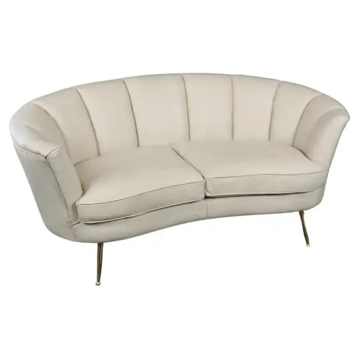 MID CENTURY MODERN ITALIAN CHANNEL BACK LEATHER SETTEE (1 of 13)