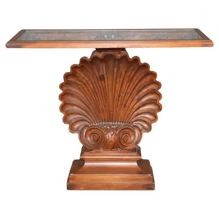 GROTTO SHELL STYLE GLASS TOP CONSOLE TABLE ATTRIBUTED GROSFELD HOUSE (1 of 13)