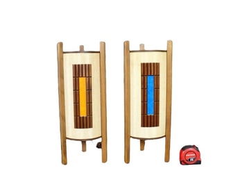 PAIR MID CENTURY MODERN CYLINDRICAL LAMPS