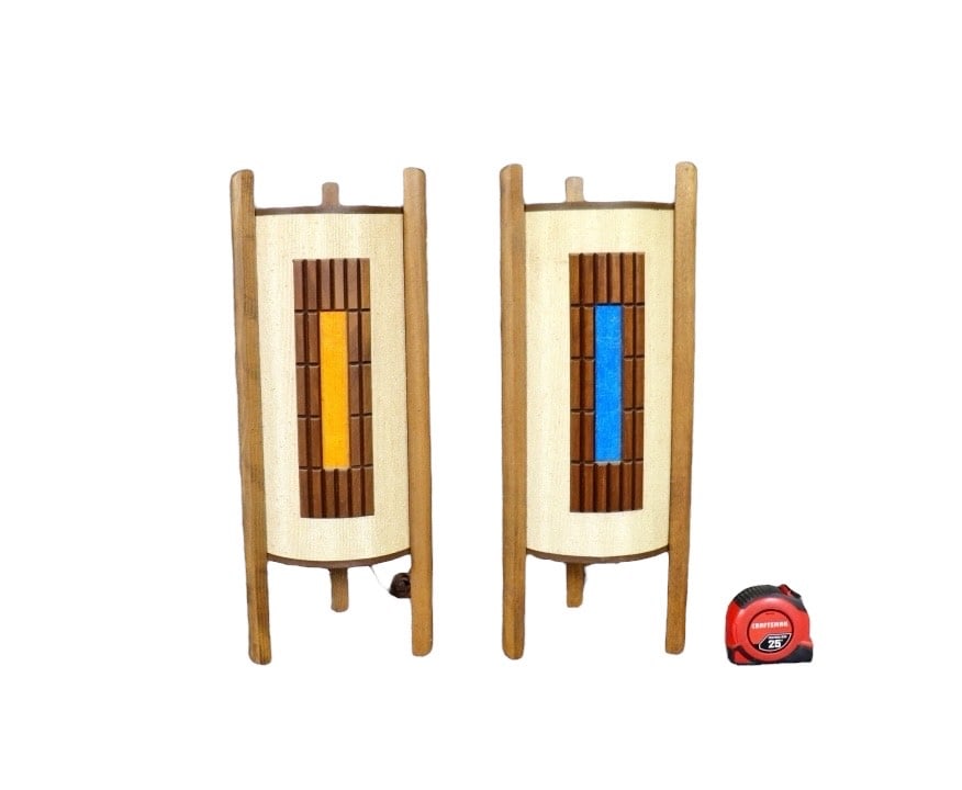 PAIR MID CENTURY MODERN CYLINDRICAL LAMPS (1 of 6)