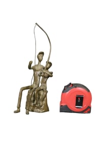 BRONZE SCULPTURE FATHER & SON FISHING