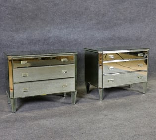 PAIR HOLLYWOOD REGENCY STYLE 3 DRAWER CHESTS