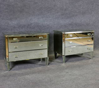 PAIR HOLLYWOOD REGENCY STYLE 3 DRAWER CHESTS (1 of 18)