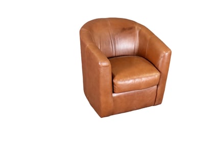 MID CENTURY LEATHER SWIVEL CLUB CHAIR
