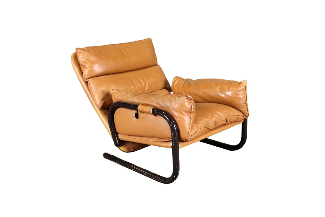 ROSSI DI ALBIZZATE STYLE RECLINING LEATHER ARM CHAIR (1 of 9)