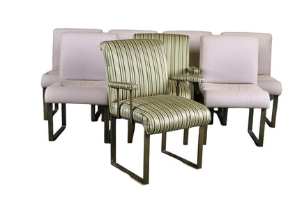 8 MODERN STEEL & UPHOLSTERED DINING CHAIRS