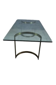 MODERN STEEL & GLASS TOP DINING TABLE
