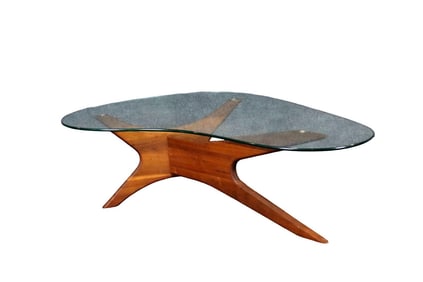 ADRIAN PEARSALL STYLE GLASS TOP COFFEE TABLE