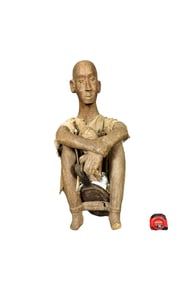 CARVED AFRICAN SCULPUTRE MAN & BABY